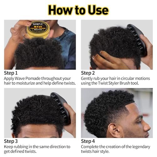 Twist Styler Brush for Black Men - Premium Durable Washable Hair Sponge for Curls, Afro 4C Hair & Coiled Textures - Ergonomic Grip Home Styling Essential Hair Brush for Men & Barbers Avelisse
