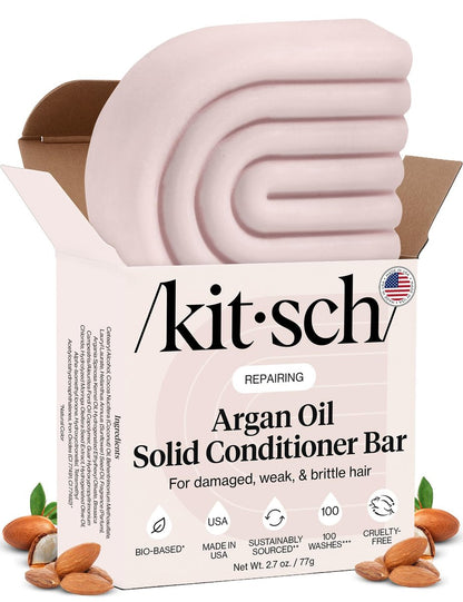 Kitsch Argan Oil Conditioner Bar – Repairing & Moisturizing Solid Conditioner for Damaged, Frizzy Hair – Sulfate-Free, Paraben-Free – Made in USA – 2.7 oz