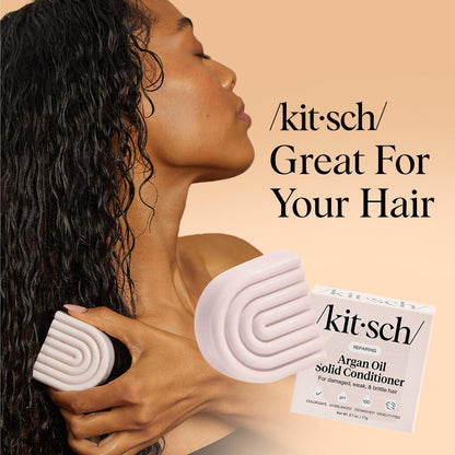 Kitsch Argan Oil Conditioner Bar – Repairing & Moisturizing Solid Conditioner for Damaged, Frizzy Hair – Sulfate-Free, Paraben-Free – Made in USA – 2.7 oz