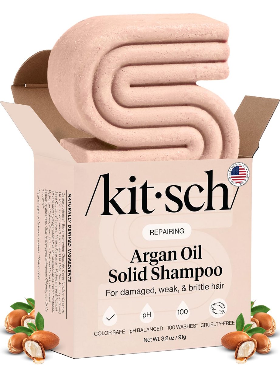 Kitsch Argan Oil Shampoo Bar for Hair Growth – Repairing & Moisturizing Shampoo for Women & Men – Paraben, Phthalates, Silicone & Sulfate Free – Made in USA, 3.2 oz - görsel 2