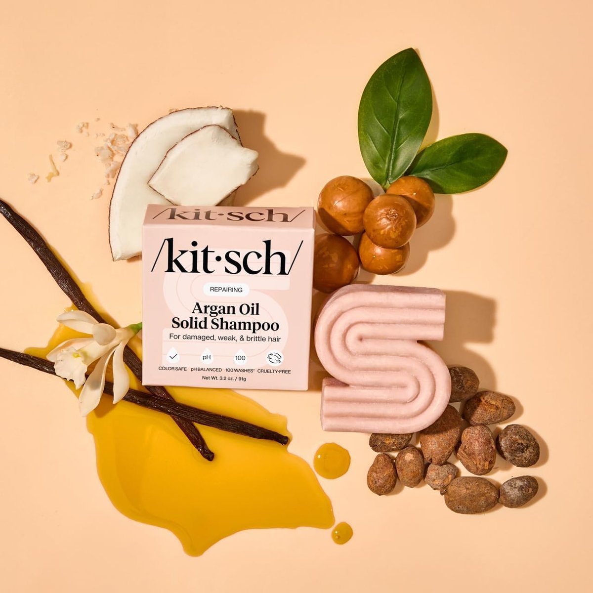 Kitsch Argan Oil Shampoo Bar for Hair Growth – Repairing & Moisturizing Shampoo for Women & Men – Paraben, Phthalates, Silicone & Sulfate Free – Made in USA, 3.2 oz - görsel 18