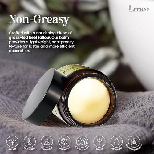 LEENAE Whipped Beef Tallow Moisturizer with Honey – Grass Fed Tallow Face & Body Balm, Unscented Natural Skin Cream with Olive Oil, 4 oz - görsel 8