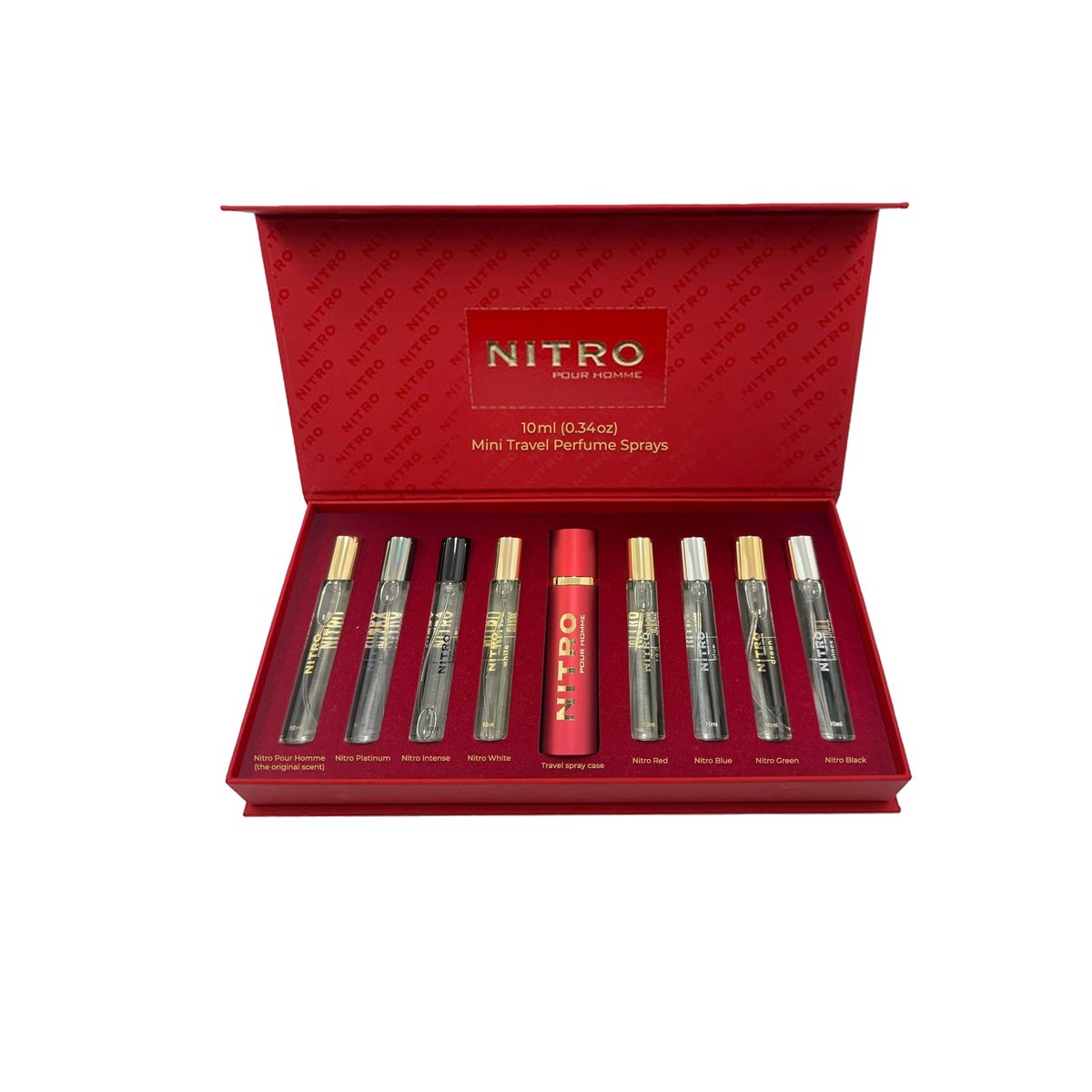 Dumont Nitro Pour Homme Perfume Discovery Set for Men | 8 Mini Travel Sprays (0.34 oz each) Avelisse