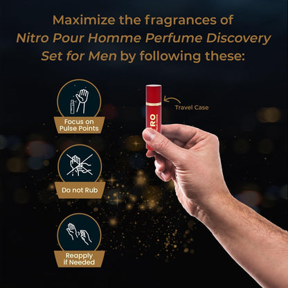 Dumont Nitro Pour Homme Perfume Discovery Set for Men | 8 Mini Travel Sprays (0.34 oz each) Avelisse