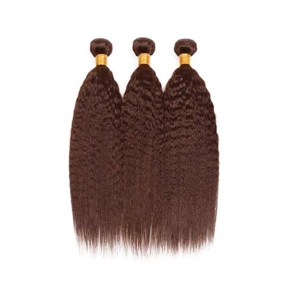 HrceYocr #4 Brown Yaki Straight Human Hair Bundles 24 26 28 Inch – Unprocessed Brazilian Virgin Hair Weave 3 Bundle Pack (50g/Bundle) - görsel 13