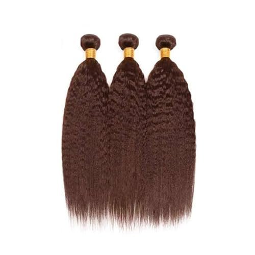 HrceYocr #4 Brown Yaki Straight Human Hair Bundles 24 26 28 Inch – Unprocessed Brazilian Virgin Hair Weave 3 Bundle Pack (50g/Bundle) - görsel 14