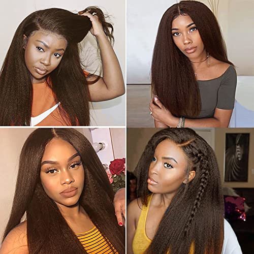 HrceYocr #4 Brown Yaki Straight Human Hair Bundles 24 26 28 Inch – Unprocessed Brazilian Virgin Hair Weave 3 Bundle Pack (50g/Bundle) - görsel 4