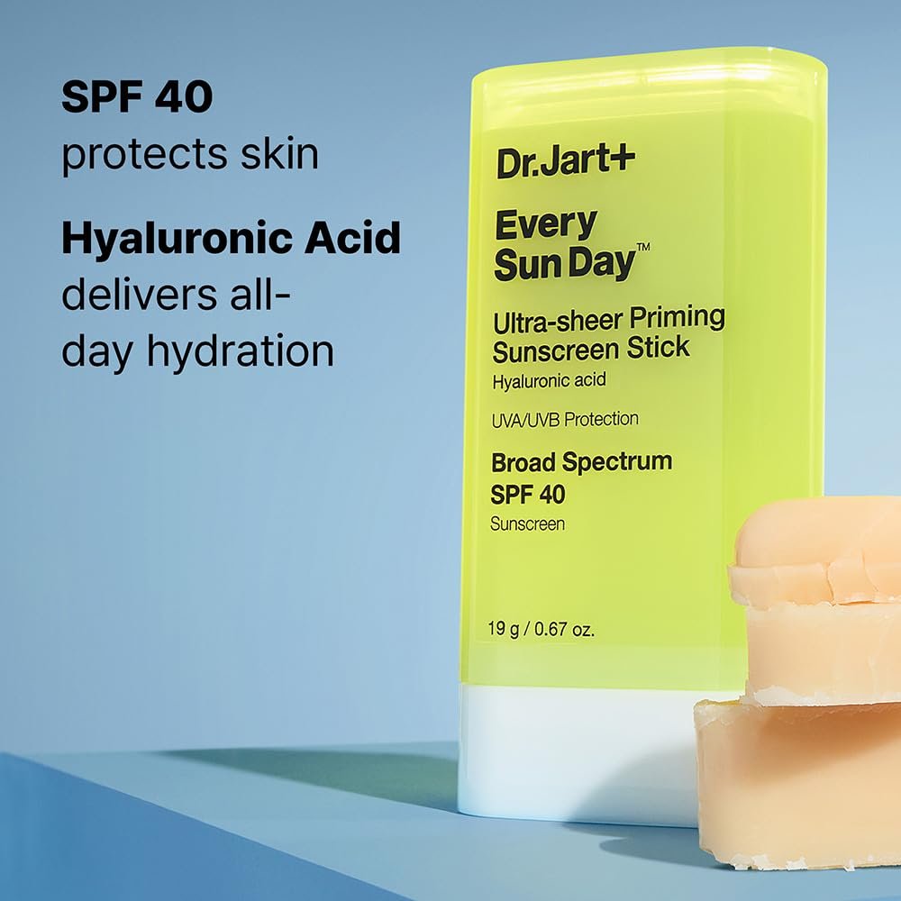 Dr.Jart+ Every Sun Day Invisible Korean Priming Sunscreen Stick SPF 40 with Hyaluronic Acid - Travel Size 0.67 oz Avelisse