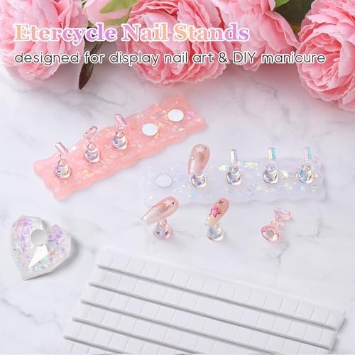 Etercycle Nail Stand 2 Set – Magnetic Press On Nail Holder for Painting, Nail Tech Must Haves, Practice Acrylic Nail Art Tools for Home DIY Salon, Includes 96 Pcs Sticky Putty (Pink) - görsel 10