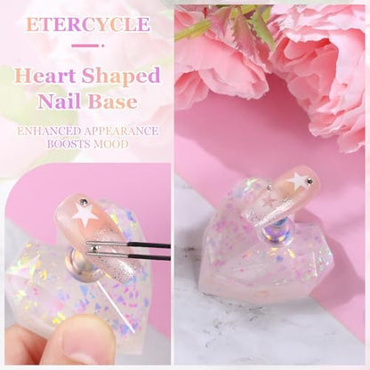 Etercycle Nail Stand 2 Set – Magnetic Press On Nail Holder for Painting, Nail Tech Must Haves, Practice Acrylic Nail Art Tools for Home DIY Salon, Includes 96 Pcs Sticky Putty (Pink)