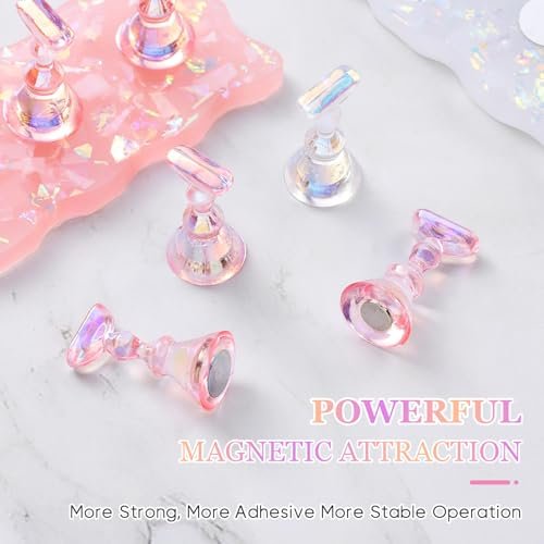 Etercycle Nail Stand 2 Set – Magnetic Press On Nail Holder for Painting, Nail Tech Must Haves, Practice Acrylic Nail Art Tools for Home DIY Salon, Includes 96 Pcs Sticky Putty (Pink) - görsel 6