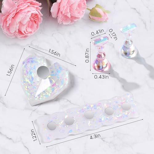 Etercycle Nail Stand 2 Set – Magnetic Press On Nail Holder for Painting, Nail Tech Must Haves, Practice Acrylic Nail Art Tools for Home DIY Salon, Includes 96 Pcs Sticky Putty (Pink) - görsel 4