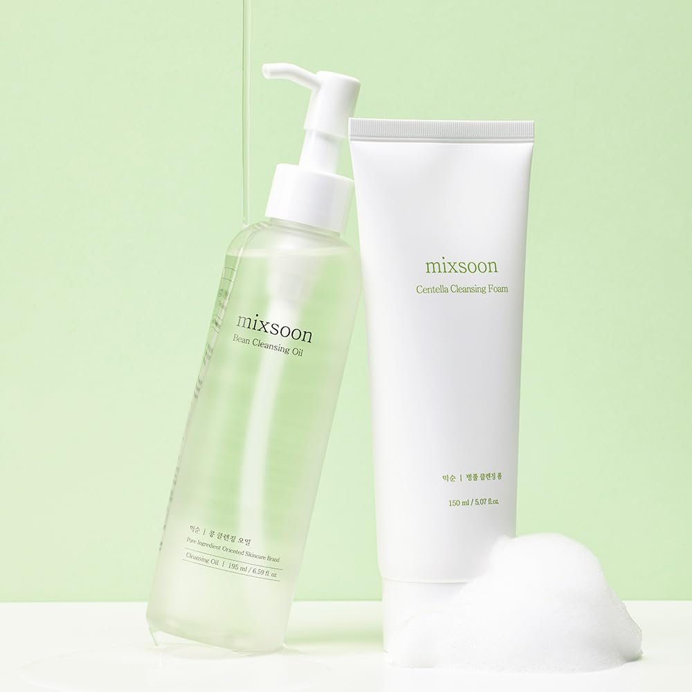 mixsoon Double Cleansing Set - 2-Step Routine with Cica Foam & Bean Cleansing Oil for Gentle Deep Clean & Hydrating Care, 150ml + 195ml Korean Glass Skin - görsel 6