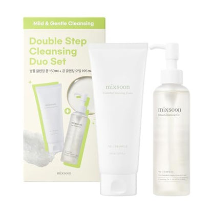 mixsoon Double Cleansing Set - 2-Step Routine with Cica Foam & Bean Cleansing Oil for Gentle Deep Clean & Hydrating Care, 150ml + 195ml Korean Glass Skin
