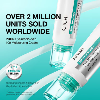 Anua PDRN Hyaluronic Acid 100 Moisturizing Cream – Lightweight Non-Greasy Hydrating Face Moisturizer with Salmon DNA for Glass Skin | Korean Skincare (2.02 fl oz) Avelisse
