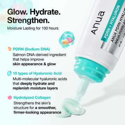 Anua PDRN Hyaluronic Acid 100 Moisturizing Cream – Lightweight Non-Greasy Hydrating Face Moisturizer with Salmon DNA for Glass Skin | Korean Skincare (2.02 fl oz) Avelisse
