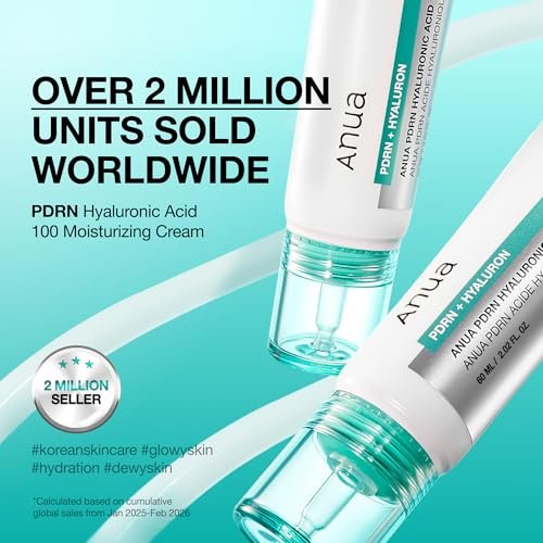 Anua PDRN Hyaluronic Acid 100 Moisturizing Cream – Lightweight Non-Greasy Hydrating Face Moisturizer with Salmon DNA for Glass Skin | Korean Skincare (2.02 fl oz) Avelisse