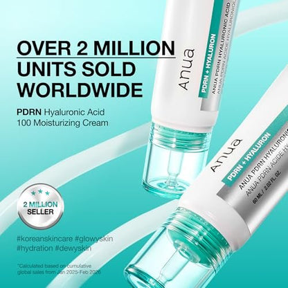 Anua PDRN Hyaluronic Acid 100 Moisturizing Cream – Lightweight Non-Greasy Hydrating Face Moisturizer with Salmon DNA for Glass Skin | Korean Skincare (2.02 fl oz) Avelisse