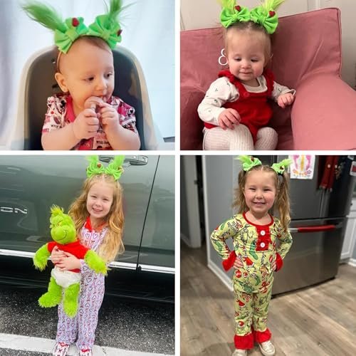 Green Furry Hair Bow Headband Clip - 2 Pack, Christmas Costume Accessories for Girls Women - görsel 10