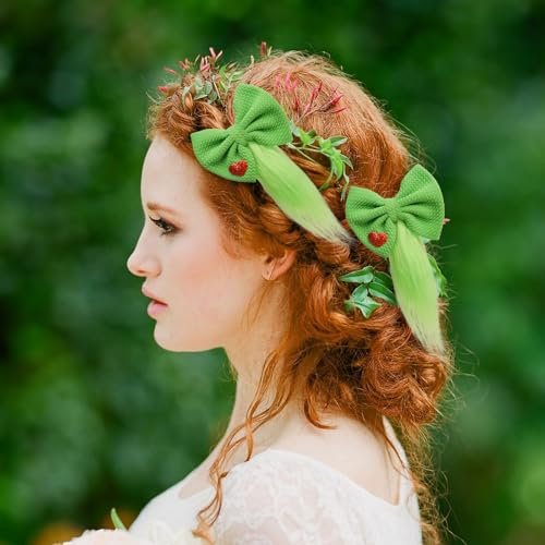 Green Furry Hair Bow Headband Clip - 2 Pack, Christmas Costume Accessories for Girls Women - görsel 14