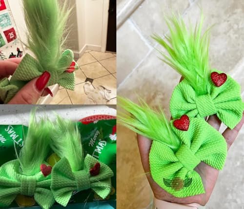 Green Furry Hair Bow Headband Clip - 2 Pack, Christmas Costume Accessories for Girls Women - görsel 8