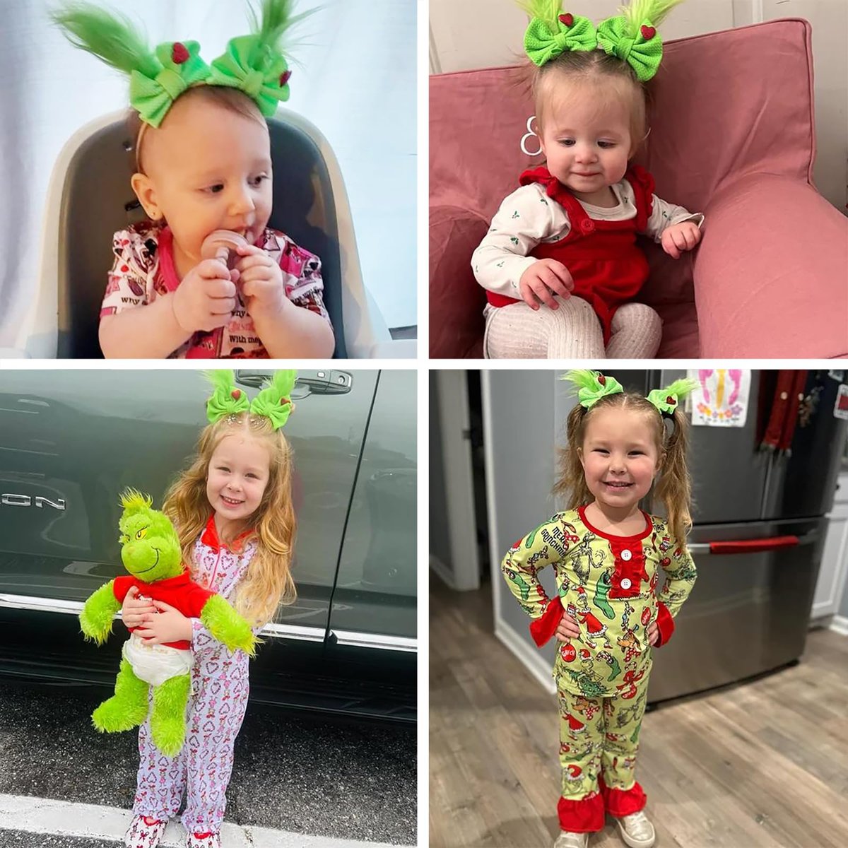 Green Furry Hair Bow Headband Clip - 2 Pack, Christmas Costume Accessories for Girls Women - görsel 9
