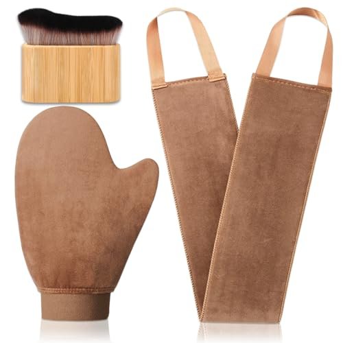 3-in-1 Self Tanning Mitts Set – Applicator Mitt, Tanning Brush & Back Applicator for Flawless Sunless Tan Avelisse