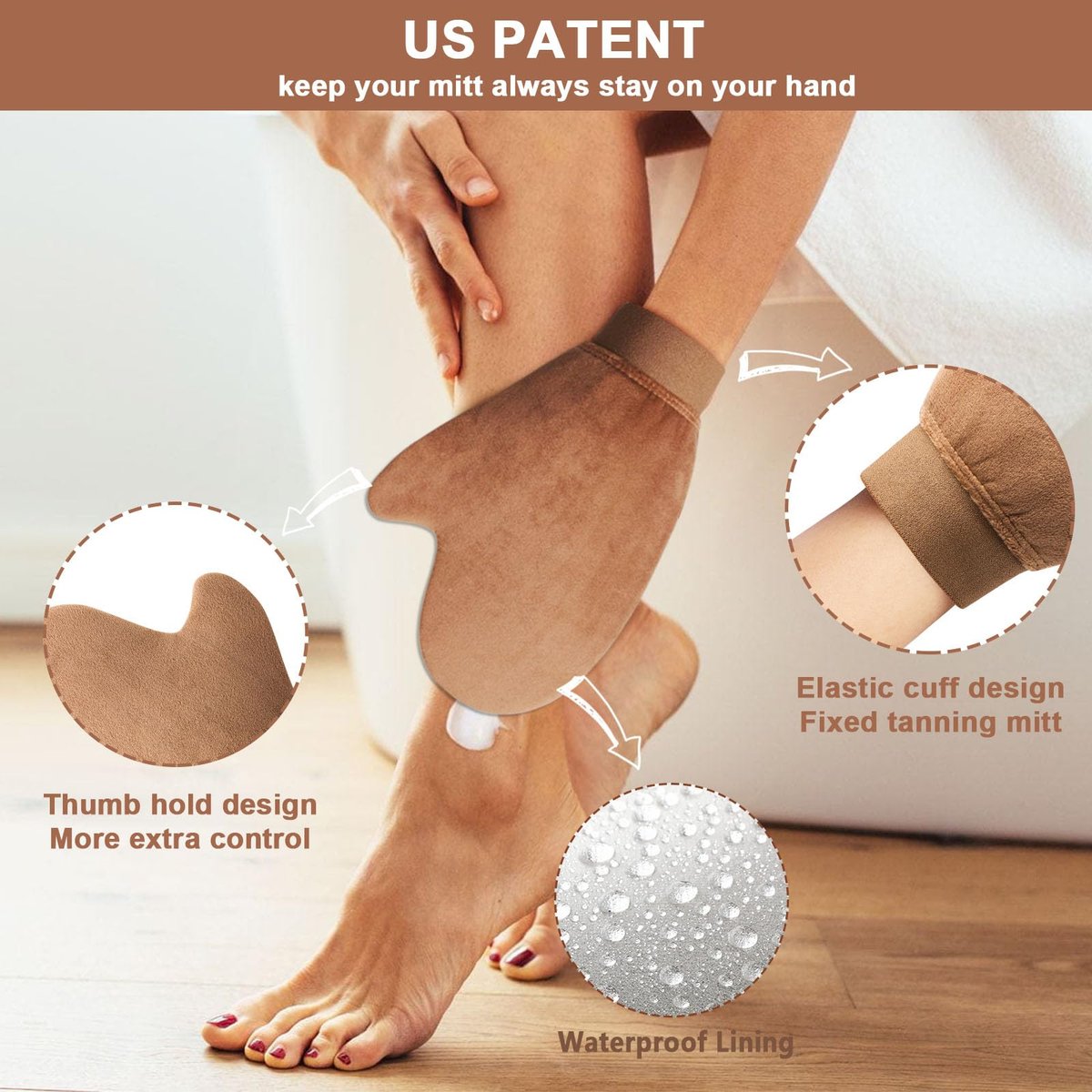 3-in-1 Self Tanning Mitts Set – Applicator Mitt, Tanning Brush & Back Applicator for Flawless Sunless Tan Avelisse