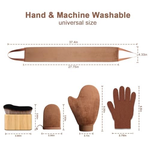 3-in-1 Self Tanning Mitts Set – Applicator Mitt, Tanning Brush & Back Applicator for Flawless Sunless Tan Avelisse