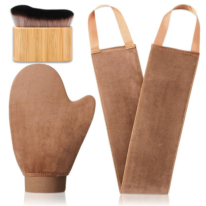 3-in-1 Self Tanning Mitts Set – Applicator Mitt, Tanning Brush & Back Applicator for Flawless Sunless Tan Avelisse