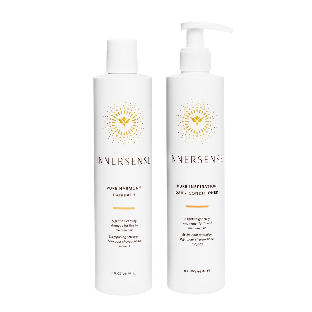 INNERSENSE Pure Harmony Hairbath Shampoo & Inspiration Conditioner Duo - Non-Toxic, Cruelty-Free Clean Haircare, 10 fl oz Each Avelisse