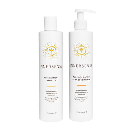 INNERSENSE Pure Harmony Hairbath Shampoo & Inspiration Conditioner Duo - Non-Toxic, Cruelty-Free Clean Haircare, 10 fl oz Each Avelisse