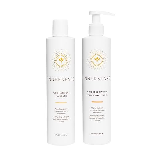 INNERSENSE Pure Harmony Hairbath Shampoo & Inspiration Conditioner Duo - Non-Toxic, Cruelty-Free Clean Haircare, 10 fl oz Each Avelisse