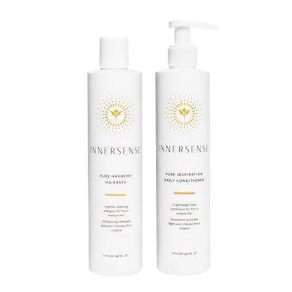 INNERSENSE Pure Harmony Hairbath Shampoo & Inspiration Conditioner Duo - Non-Toxic, Cruelty-Free Clean Haircare, 10 fl oz Each Avelisse