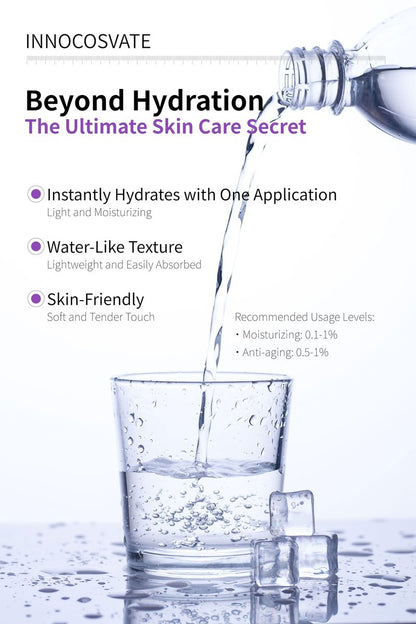 INNOCOSVATE Hyaluronic Acid Powder - High Molecular Weight, Cosmetic Grade, Deep Hydration for All Skin Types, Eco-Green DIY Skincare