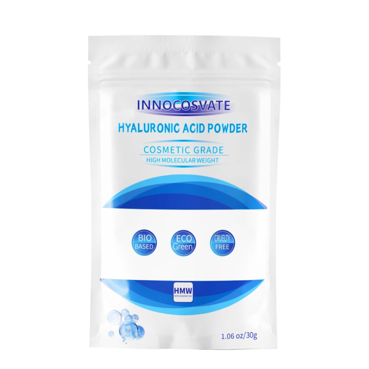 INNOCOSVATE Hyaluronic Acid Powder - High Molecular Weight, Cosmetic Grade, Deep Hydration for All Skin Types, Eco-Green DIY Skincare - görsel 1