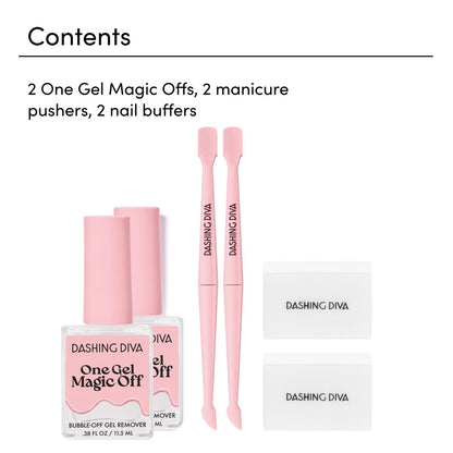 Dashing Diva Magic Off Gel Polish Remover - Damage-Free Bubble-Off Remover for One Gel - Includes Bonus Tool - 2-Pack Avelisse