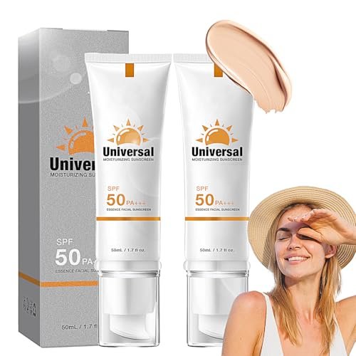 2-Pack Tinted Sunscreen SPF 50 for Face – Universal Tinted Moisturizer with SPF50 PA+++, Hydrating Sun Essence, Non-Sticky UVA/UVB Protection (1.7 Fl Oz Each) Avelisse
