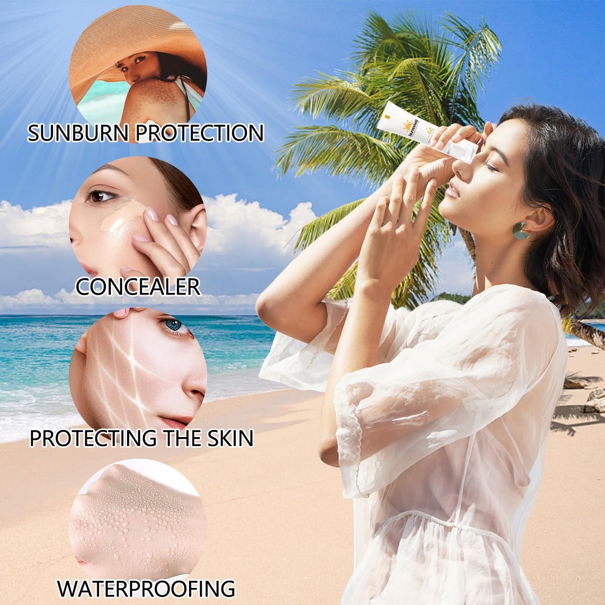 2-Pack Tinted Sunscreen SPF 50 for Face – Universal Tinted Moisturizer with SPF50 PA+++, Hydrating Sun Essence, Non-Sticky UVA/UVB Protection (1.7 Fl Oz Each) Avelisse