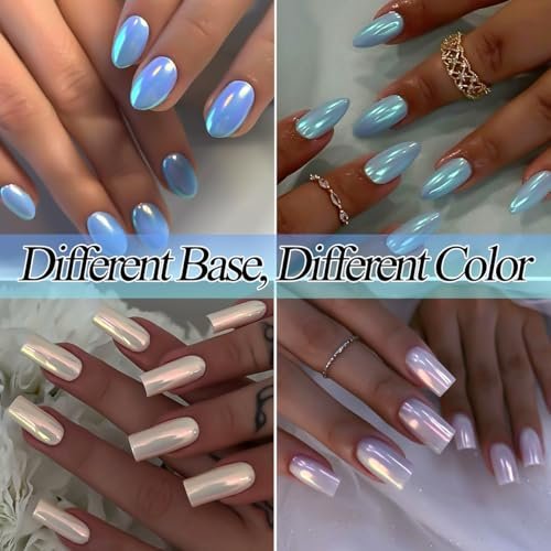 10 Colors Mermaid Pearl Chrome Nail Powder Set - Iridescent Aurora Mirror Effect Pigment for Gel Polish Nail Art - görsel 8