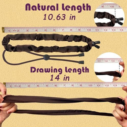 6pcs Brown Adjustable Hair Ties for Afro Puff, Stretchy Satin Scrunchies with Elastic Band for Thick, Curly, and Natural Hair