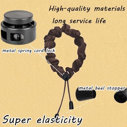 6pcs Brown Adjustable Hair Ties for Afro Puff, Stretchy Satin Scrunchies with Elastic Band for Thick, Curly, and Natural Hair - görsel 6
