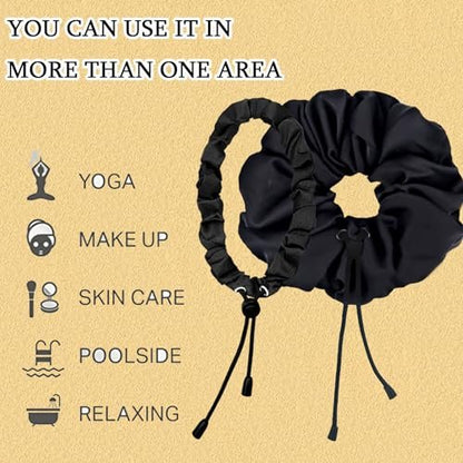 4pcs Afro Puff Scrunchies - Adjustable Silk Hair Ties for Curly & Thick Hair, Extra Large Scrunchies for Natural Hairstyles