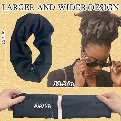 4pcs Afro Puff Scrunchies - Adjustable Silk Hair Ties for Curly & Thick Hair, Extra Large Scrunchies for Natural Hairstyles
