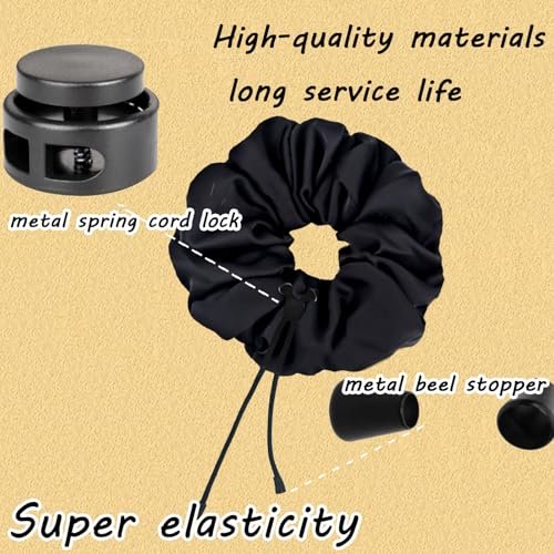 4pcs Afro Puff Scrunchies - Adjustable Silk Hair Ties for Curly & Thick Hair, Extra Large Scrunchies for Natural Hairstyles - görsel 12