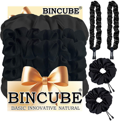 4pcs Afro Puff Scrunchies - Adjustable Silk Hair Ties for Curly & Thick Hair, Extra Large Scrunchies for Natural Hairstyles