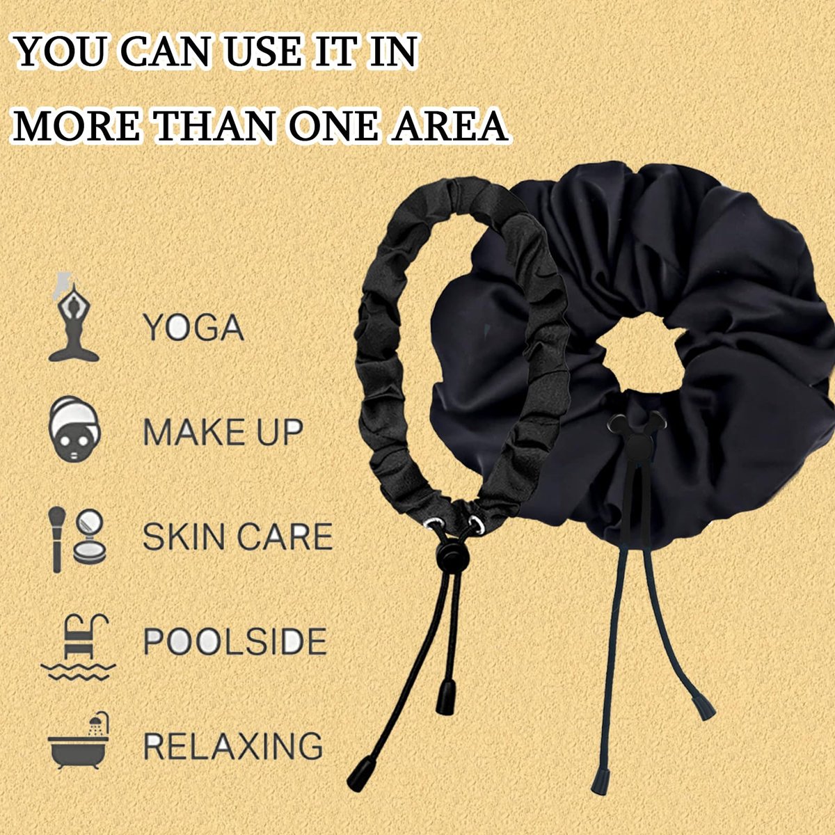 4pcs Afro Puff Scrunchies - Adjustable Silk Hair Ties for Curly & Thick Hair, Extra Large Scrunchies for Natural Hairstyles - görsel 9