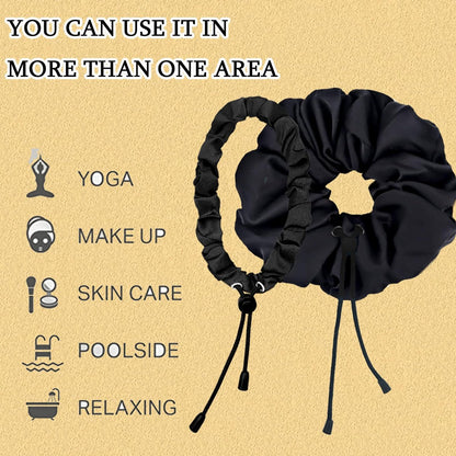 4pcs Afro Puff Scrunchies - Adjustable Silk Hair Ties for Curly & Thick Hair, Extra Large Scrunchies for Natural Hairstyles