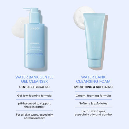 LANEIGE Water Bank Gentle Gel Cleanser – pH-Balanced & Barrier-Boosting with Blue Hyaluronic Acid, 8.45 oz