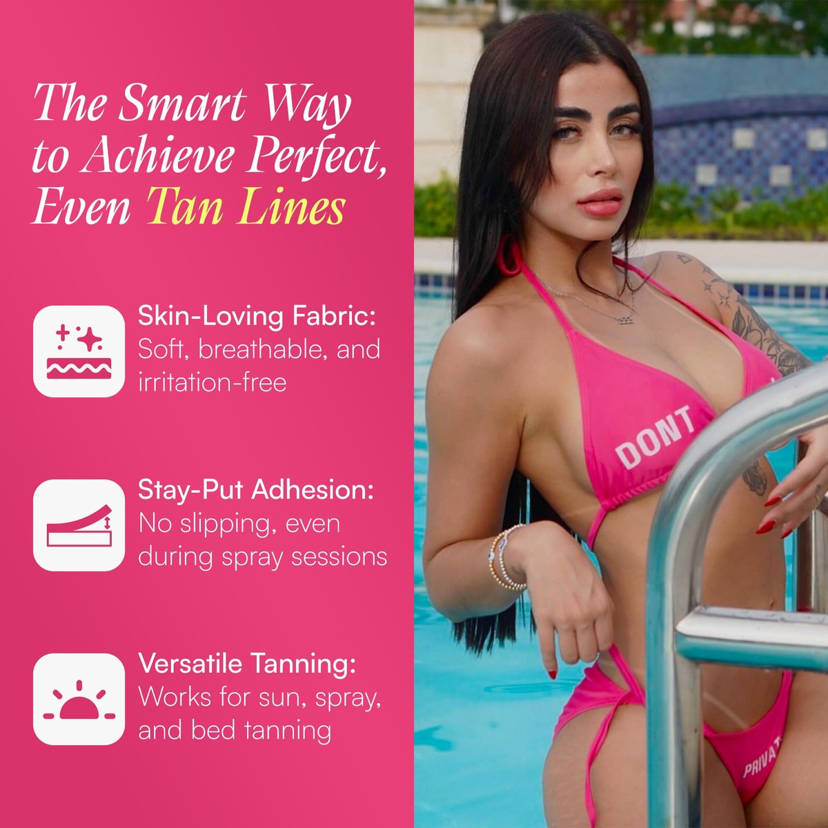 Seskytan Adhesive Bikini for Spray Tan Solution – 3-Pack Brazilian Self Tanning Bikini Tape for Flawless, Streak-Free Tan Lines – Gentle, No-Slip Fit for Sun, Spray & Bed Tanning – For All Skin Types Avelisse